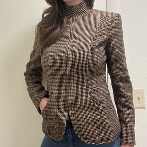 Carlisle Wool Cashmere brown tweed blazer size 4